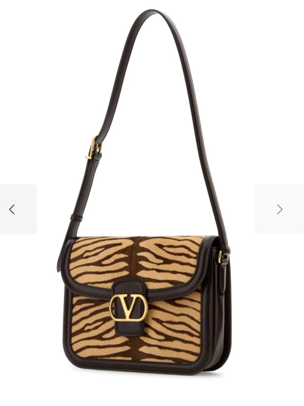 Valentino Zebra-Print Shoulder Bag with Gold V Logo